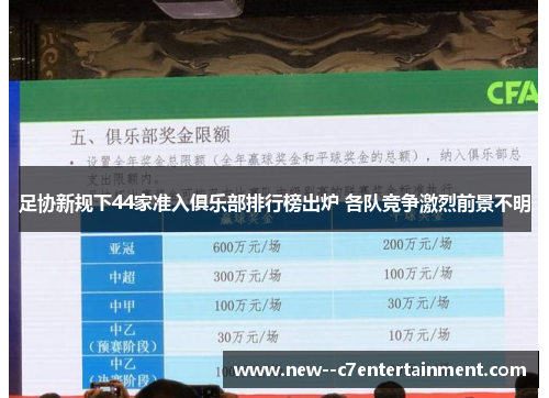 足协新规下44家准入俱乐部排行榜出炉 各队竞争激烈前景不明